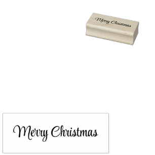 Merry Christmas Cursive Script Text Template Rubber Stamp