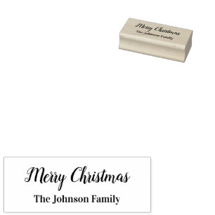 Merry Christmas Cursive Script with Name Template Rubber Stamp