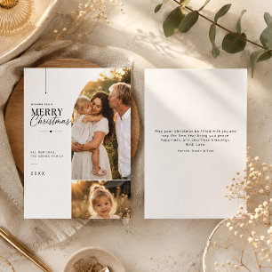 Merry Christmas Curved Two Photo Holiday Card