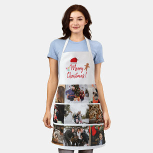 Merry Christmas Custom 9 Photo Collage Holiday Apron