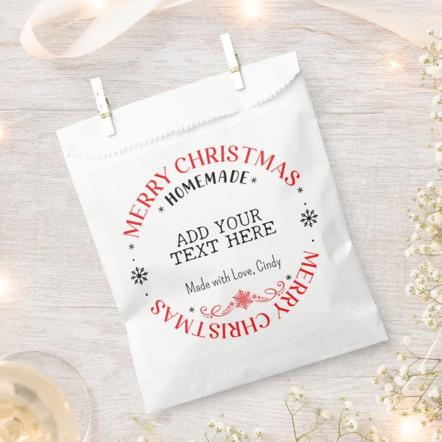 Merry Christmas Custom Add Text Homemade Treat   Favour Bag (Clipped)