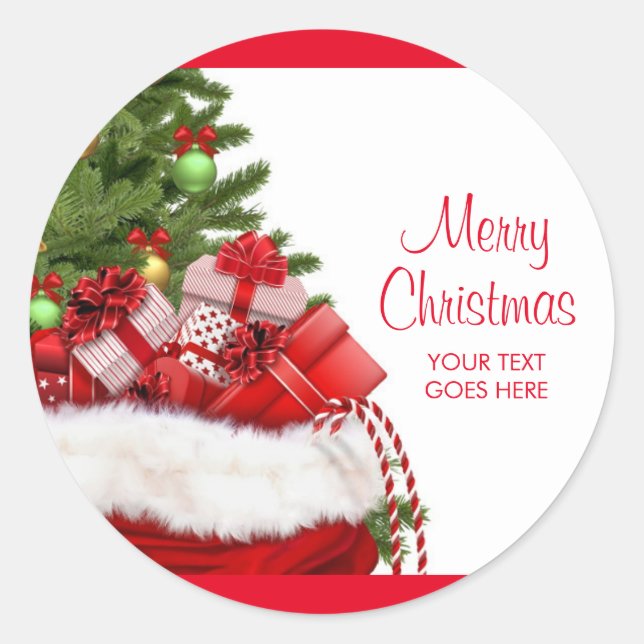 Merry Christmas Custom Add Your Text Gifts Elegant Classic Round Sticker (Front)