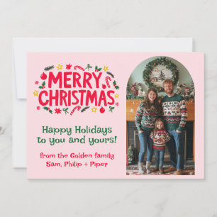 MERRY CHRISTMAS CUSTOM Arch PHOTO Xmas Holiday Card