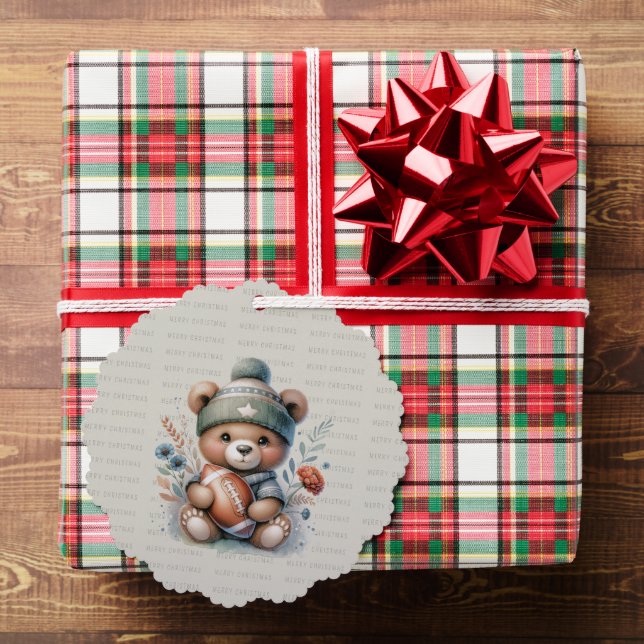 Merry Christmas Custom Bear with Photo  Ornament Card (Insitu (Gift))