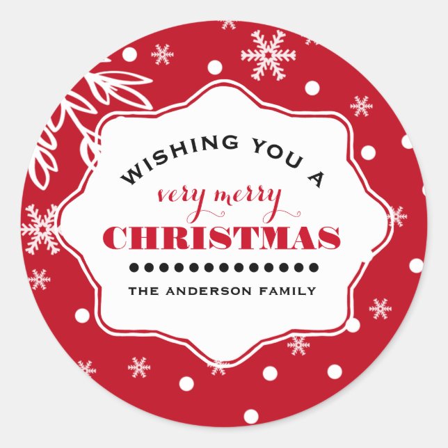 Merry Christmas. Custom Christmas  Classic Round Sticker (Front)