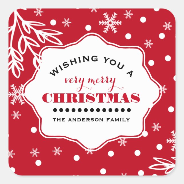 Merry Christmas. Custom Christmas Square Sticker (Front)