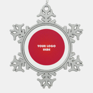 Merry Christmas. Custom Company Logo Snowflake Snowflake Pewter Christmas Ornament
