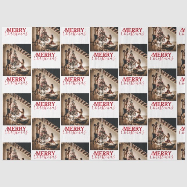 Merry Christmas Custom Family Photo  Tissue Paper (Front)
