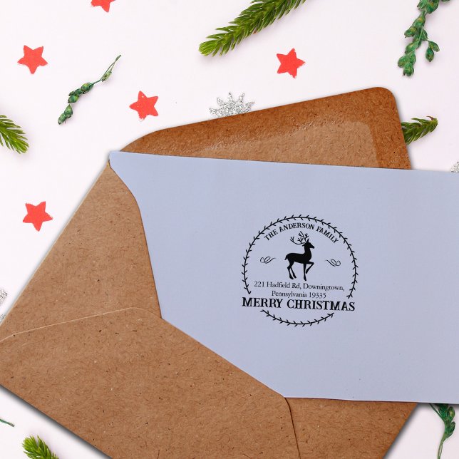 Merry Christmas, Custom Family Return Address Rubber Stamp (Creator Uploaded)