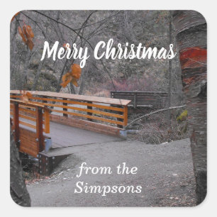 Merry Christmas Custom From the Name Bridge Square Sticker