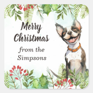 Merry Christmas Custom From the Name Dog Square Sticker