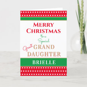 Merry Christmas Custom Great Granddaughter Holiday Card