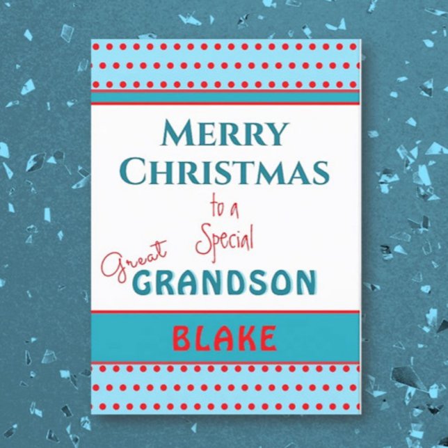 Merry Christmas Custom Great Grandson card (Creator Uploaded)