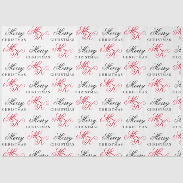 Merry Christmas Custom Monogram Initials Xmas Tissue Paper (Front)
