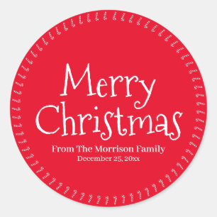 Merry Christmas custom name candy cane cute Classic Round Sticker