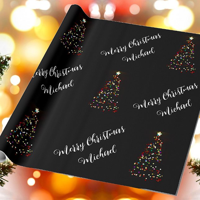 Merry Christmas Custom Name Elegant Personalized Wrapping Paper (Creator Uploaded)