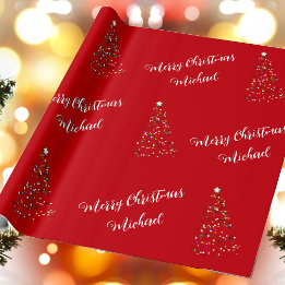 Merry Christmas Custom Name Elegant Personalized Wrapping Paper