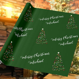 Merry Christmas Custom Name Elegant Personalized Wrapping Paper