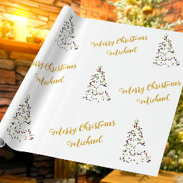 Merry Christmas Custom Name Elegant Personalized Wrapping Paper