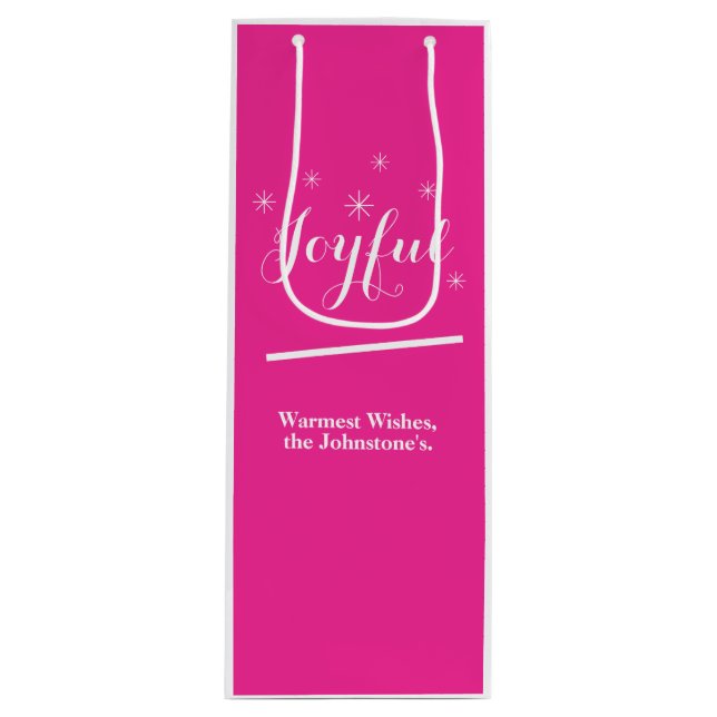 Merry Christmas Custom Name Modern Chic Stylish  Wine Gift Bag (Front)