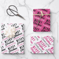Merry Christmas Custom Name Pink Trendy