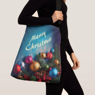 Merry Christmas Custom Personalize Text Crossbody Bag