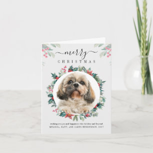 Merry Christmas Custom Pet Photo Berries Note Card