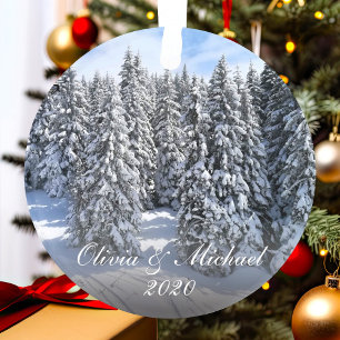 Merry Christmas Custom Photo and Two-Sided Text Ornament