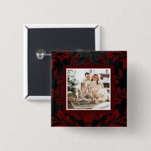 Merry Christmas custom photo blue Button