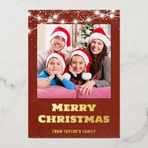Merry Christmas Custom Photo Design  Foil Holiday Card