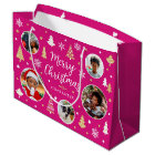 Merry Christmas Custom Photo Festive Trees Pink