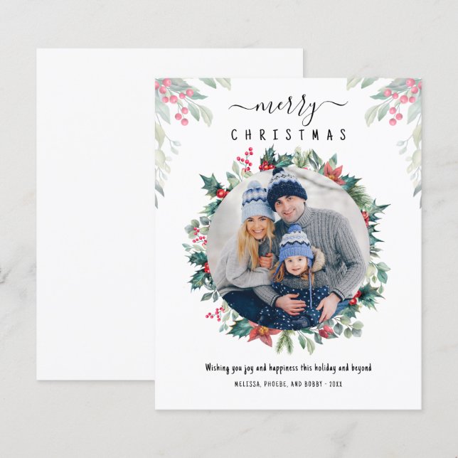 Merry Christmas Custom Photo Holidays Card (Front/Back)