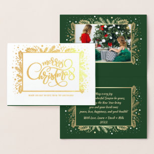 Merry Christmas.  Custom Photo Luxury Real  Foil Card