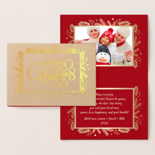 Merry Christmas.  Custom Photo Luxury Real Foil Card