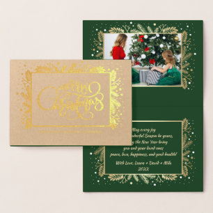 Merry Christmas.  Custom Photo Luxury Real Foil Card