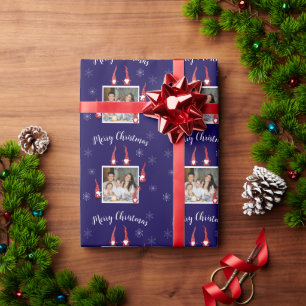 Merry Christmas Custom Photo with Funny Gnomes Wrapping Paper