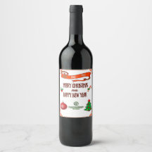 Merry Christmas Custom Wine Bottle Label