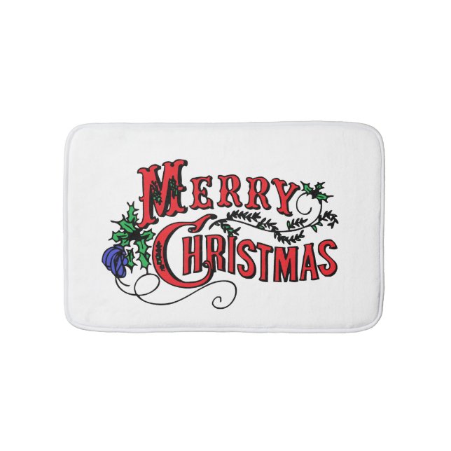 Merry Christmas Customizable Bath Mat (Front)