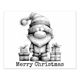 Merry Christmas Customizable Elf Rubber Stamp
