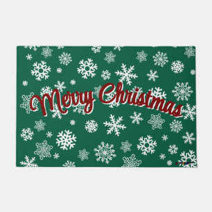 Merry Christmas Customizable Snowflakes Doormat
