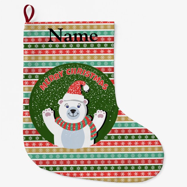Merry Christmas Customize name Large Christmas Stocking (Front)