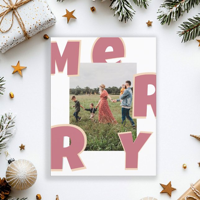Merry Christmas customized photo holidays Holiday Postcard (Creator Uploaded)