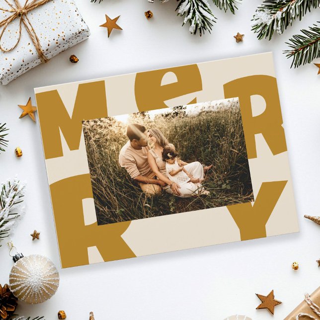 Merry Christmas customized photo holidays Holiday Postcard (Creator Uploaded)