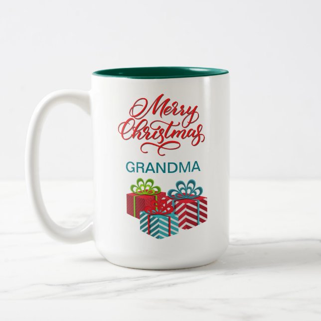 Merry Christmas Customized Two-Tone Coffee Mug (Left)