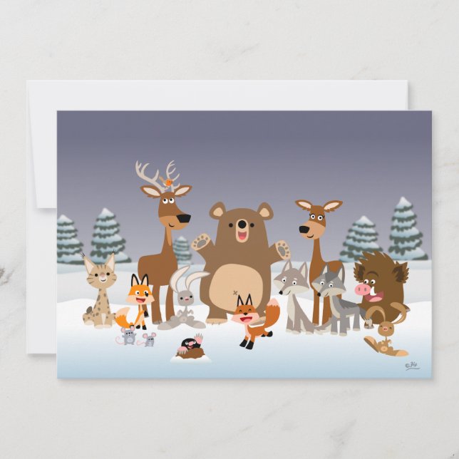 Merry Christmas! Cute Animals Invitation Card (Front)