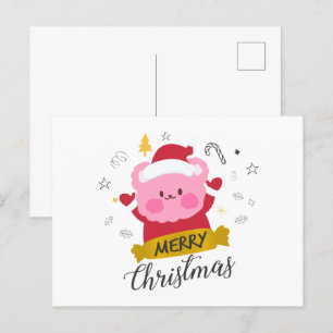 merry christmas cute bear cartoon  postcard
