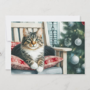 Merry Christmas Cute Cat  Holiday Card
