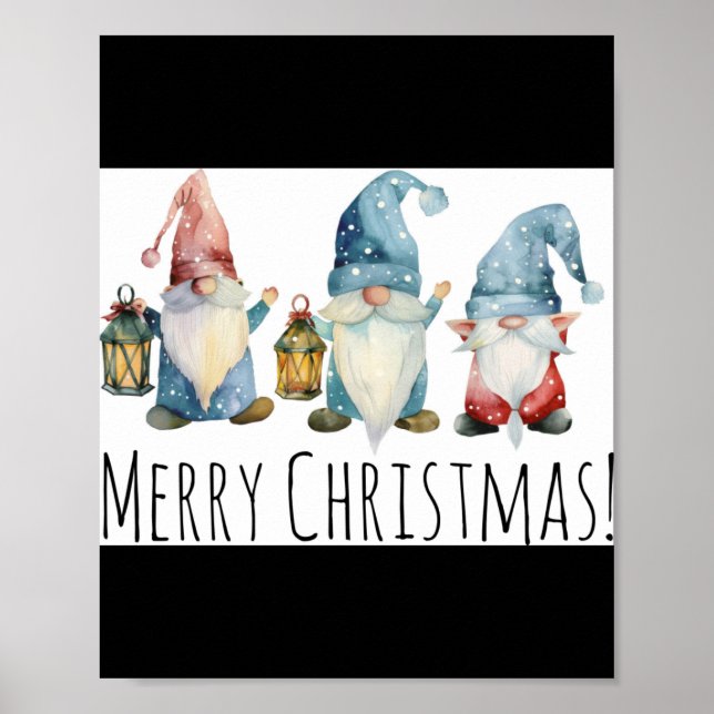 Merry Christmas Cute Christmas Gnomes T Shirt  Poster (Front)