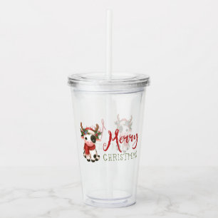 Merry Christmas cute cow  Acrylic Tumbler