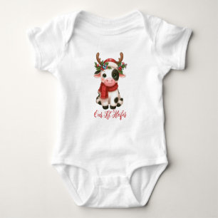 Merry Christmas cute cow Baby Bodysuit